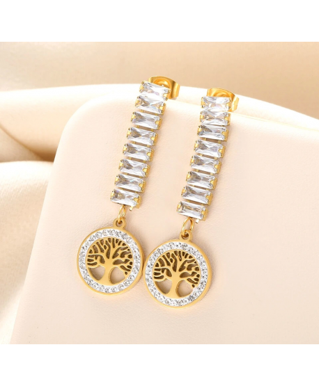 Kolczyki stal cyrkoniowe drzewka szczęścia