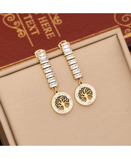 Kolczyki stal cyrkoniowe drzewka szczęścia