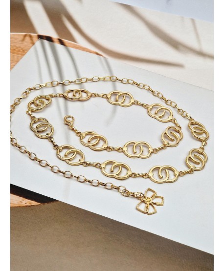 Pasek łańcuszkowy złoty połączone kółeczka