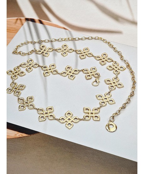 Pasek łańcuszkowy złoty wzór koniczynki marokańskiej