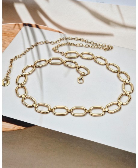 Pasek łańcuszkowy złoty połączone owale