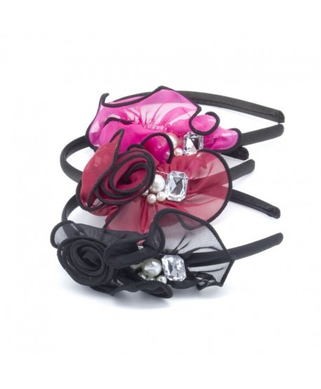 Opaski do włosów z kryształkami i woalką