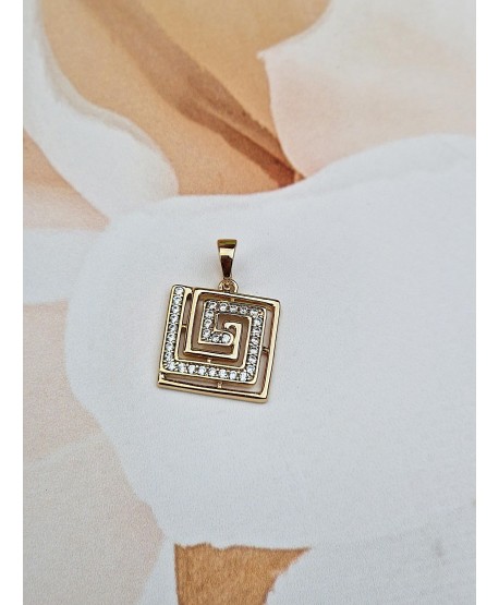 Zawieszka stal złocona z greckim wzorem