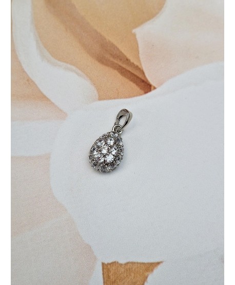 Zawieszka stal srebrna łezka z cyrkoniami