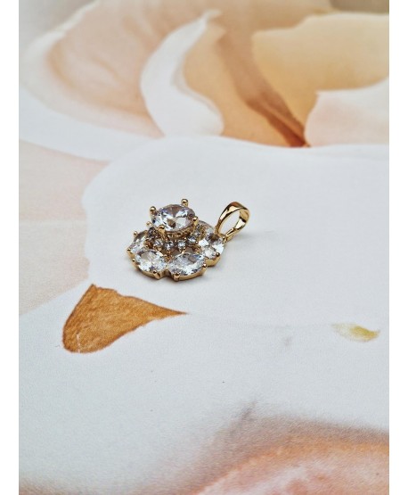 Zawieszka stal złoty kwiatuszek z kryształkami