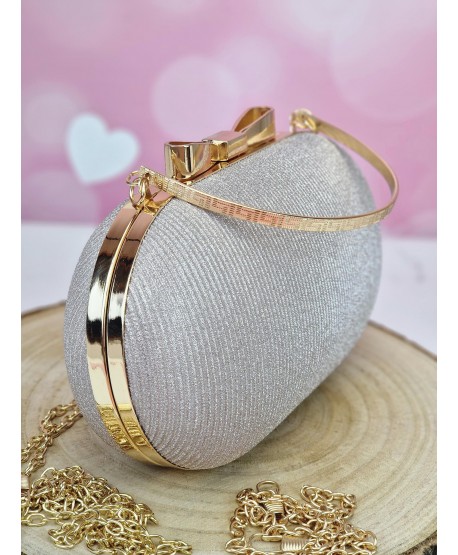 Torebka puzderko z brokatem szampan