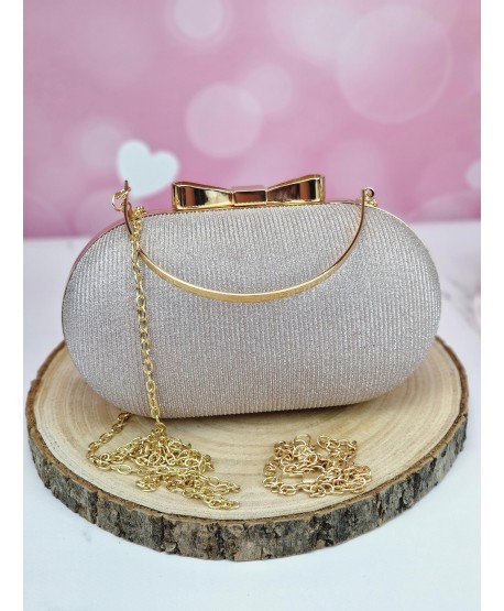 Torebka puzderko z brokatem szampan