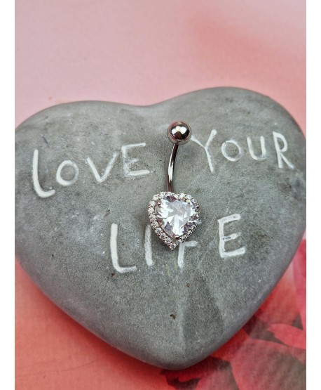 Kolczyk do pępka stal srebrny z serduszkiem