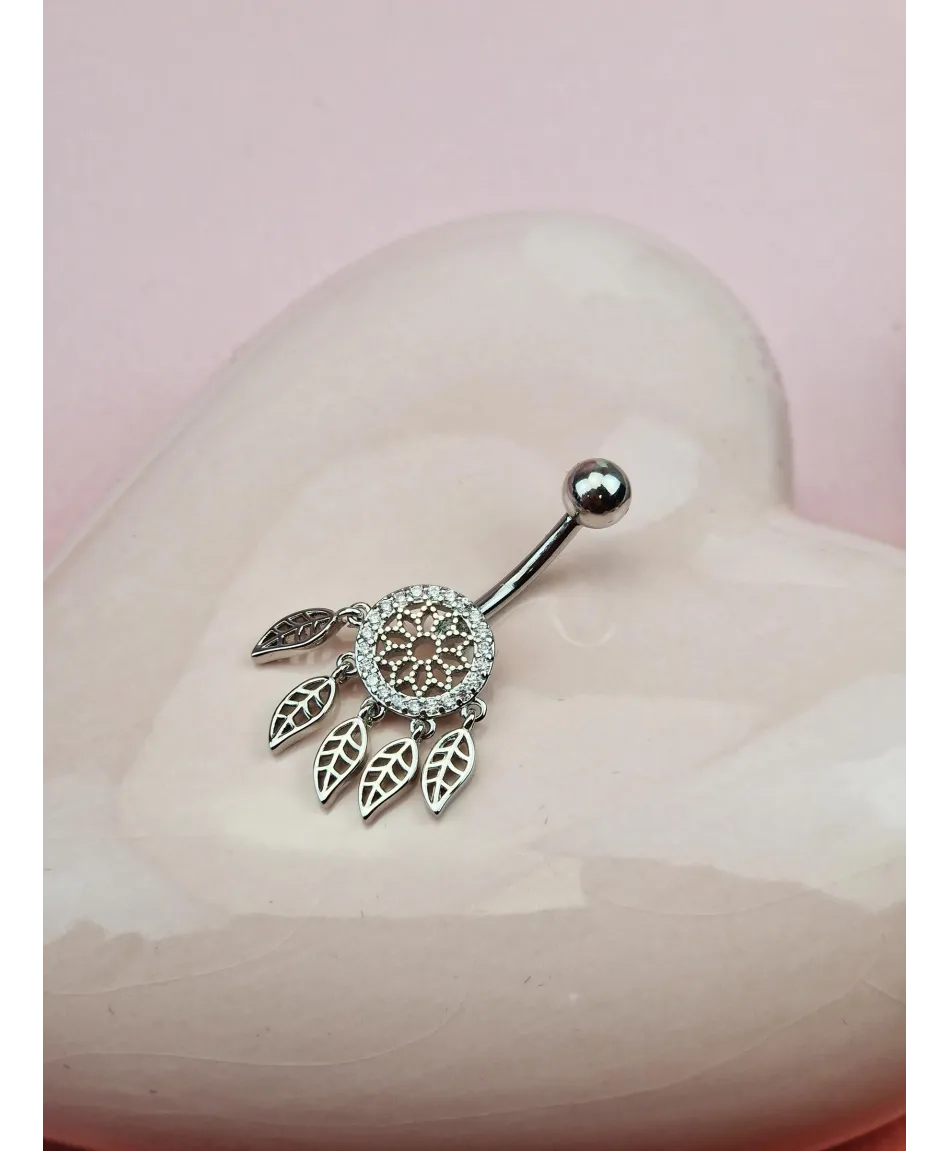 Kolczyki do pępka stal srebrny łapacz snów