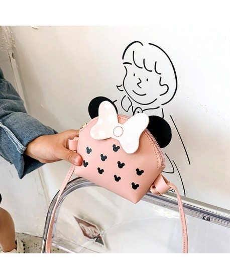 Torebeczka różowa z kokardką i myszkami