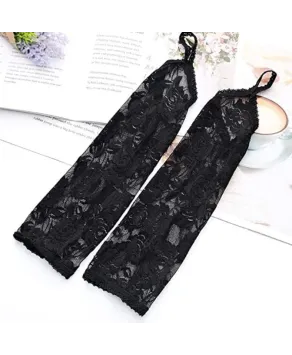 Rękawiczki koronkowe czarne długie