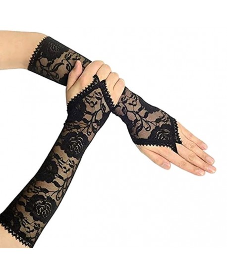 Rękawiczki koronkowe czarne długie