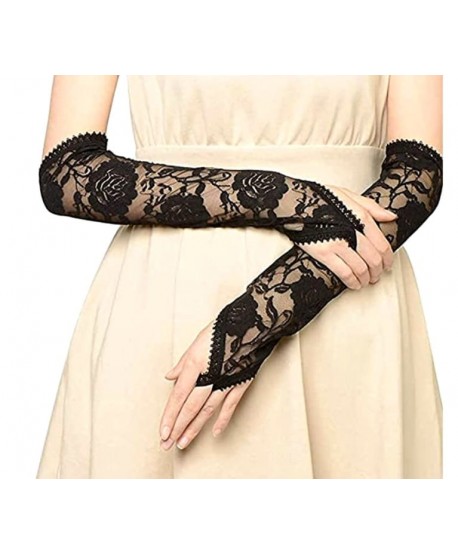 Rękawiczki koronkowe czarne długie