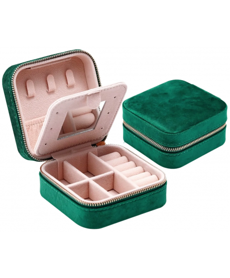 Szkatułka pudełeczko na biżuterię zamszowe z lusterkiem