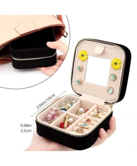 Szkatułka pudełeczko na biżuterię zamszowe z lusterkiem