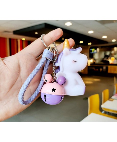 Brelok z fioletowym jednorożcem i dzwoneczkiem Unicorn