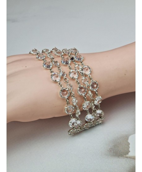 Bransoletka pięciorzędowa srebrne kryształki czeskie