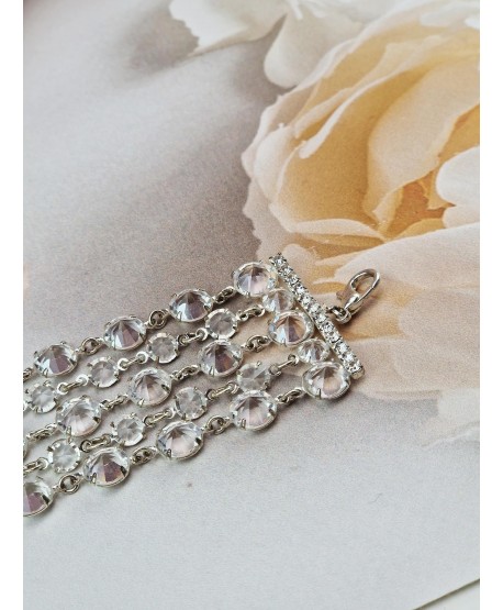 Bransoletka pięciorzędowa srebrne kryształki czeskie