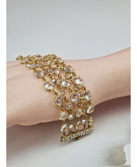Bransoletka pięciorzędowa złote kryształki czeskie