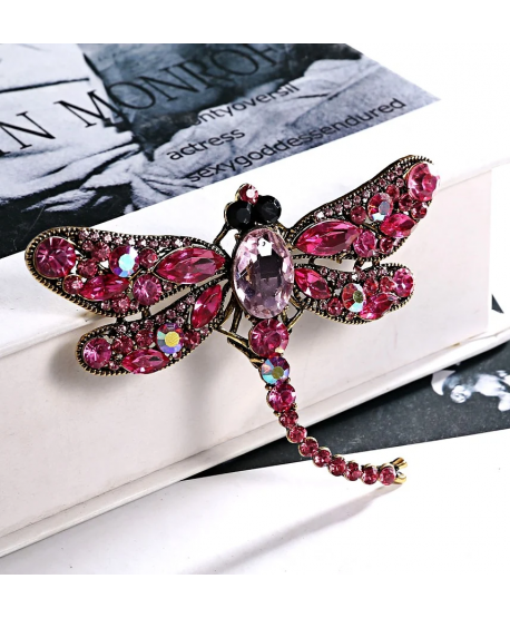 Broszka różowa ważka