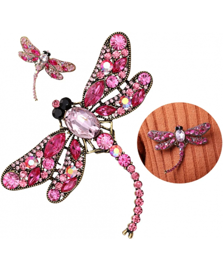 Broszka różowa ważka