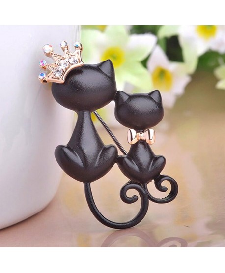 Broszka dwa czarne kotki