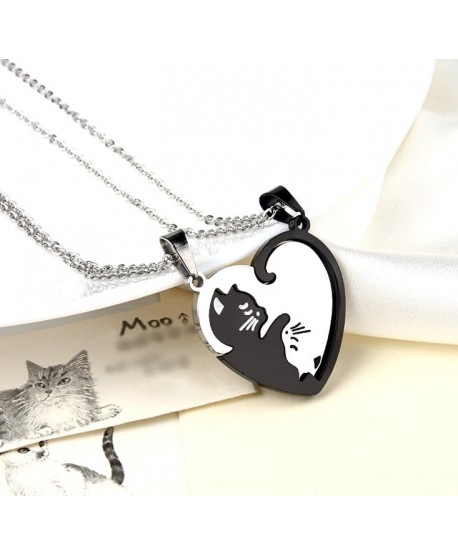 Naszyjniki przyjaźni Best Friends z kotkami w kształcie serca