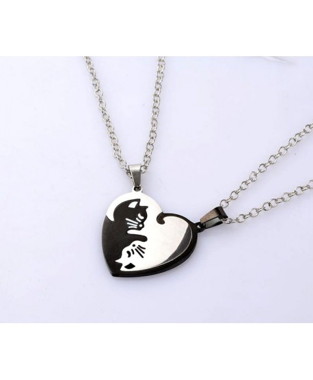 Naszyjniki przyjaźni Best Friends z kotkami w kształcie serca