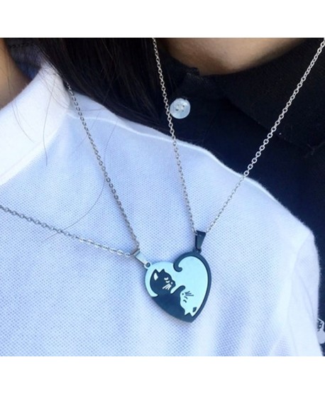 Naszyjniki przyjaźni Best Friends z kotkami w kształcie serca