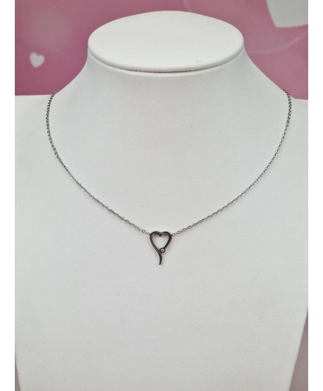 Naszyjnik celebrytka stal z uroczym serduszkiem