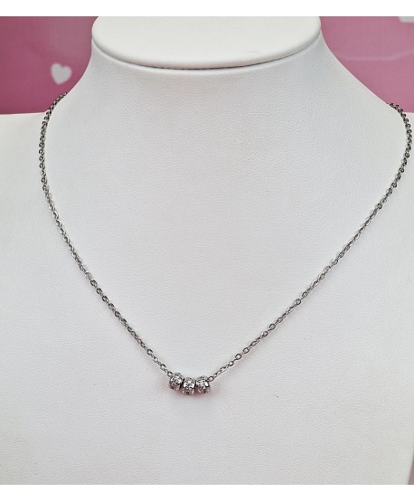 Naszyjnik celebrytka stal z błyszczącymi kuleczkami