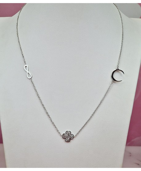 Naszyjnik celebrytka stal z trzema zawieszkami