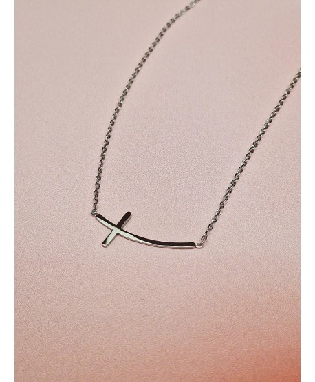 Naszyjnik celebrytka stal z poziomym krzyżykiem