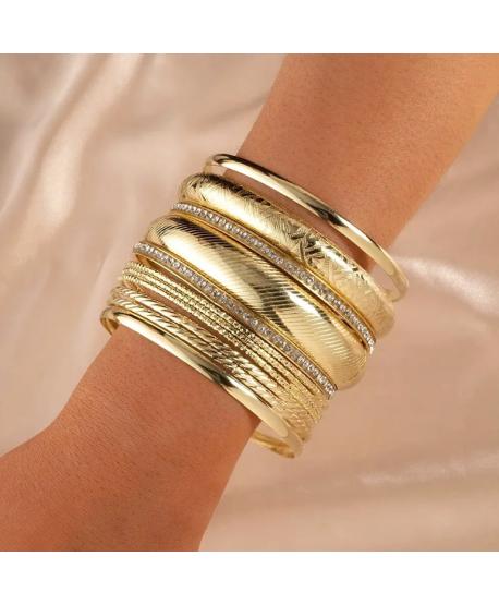 Zestaw bransoletek złote kółka obręcze