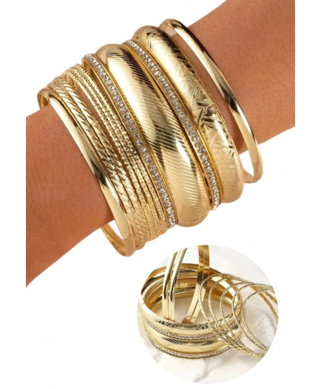 Zestaw bransoletek złote kółka obręcze