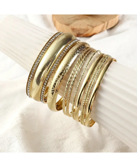 Zestaw bransoletek złote kółka obręcze