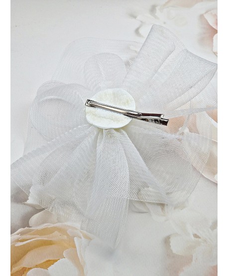 Fascynator toczek biały z różami