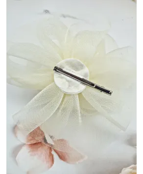 Fascynator toczek z piórkami i różą