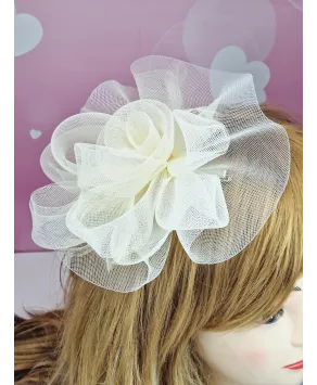 Fascynator toczek z piórkami i różą