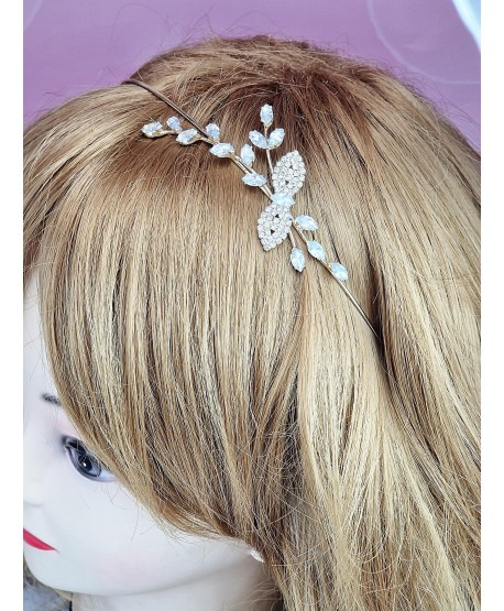 Kryształkowa opaska do włosów srebrna