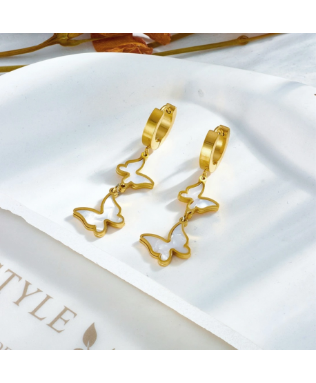 Kolczyki stal motylki z masy perłowej