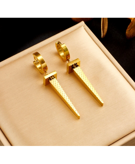 Kolczyki stal złote sopelki