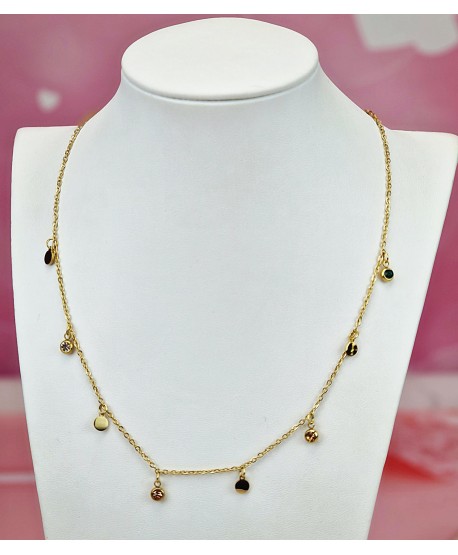 Naszyjnik celebrytka stal z kolorowymi kryształkami