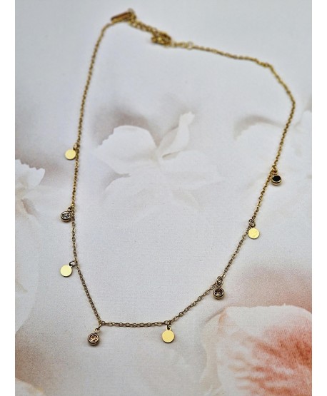 Naszyjnik celebrytka stal z kolorowymi kryształkami