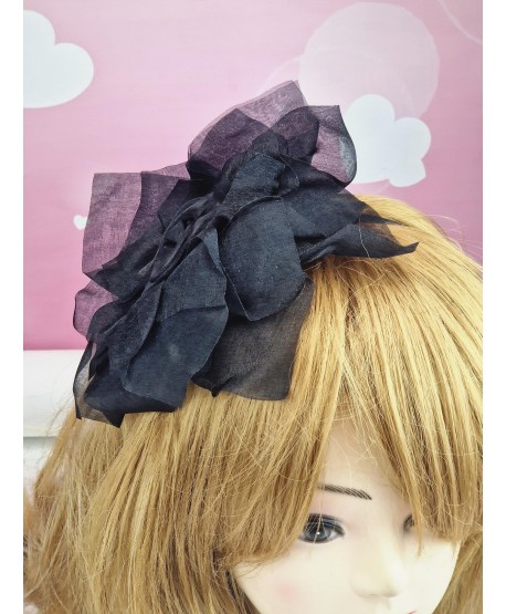 Opaska na włosy z dużą, czarną różą