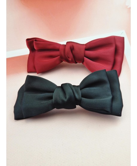 Spinka automatyczna z satynową kokardą czarna lub bordowa