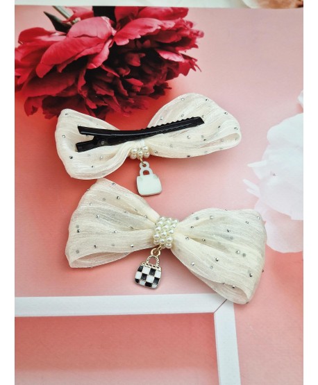 Spinka kokardka z cyrkoniami