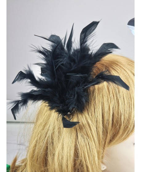 Broszka spinka puchata czarna