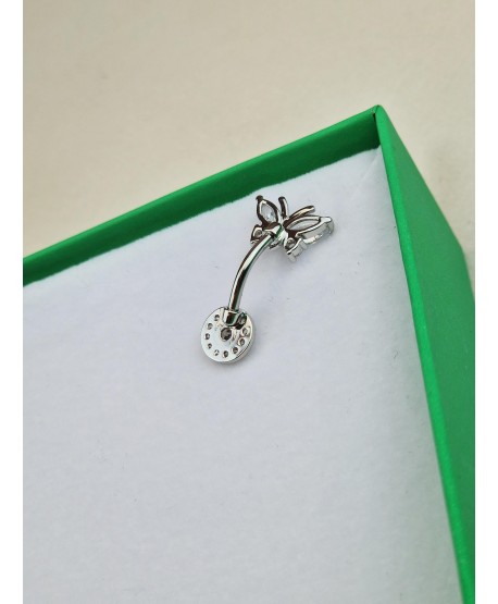 Kolczyki do pępka stal srebrny motylek i cyrkonia