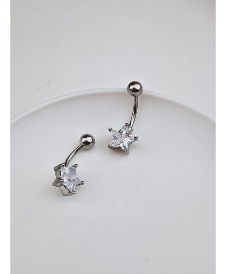 Kolczyk do pępka stal błyszcząca gwiazdka